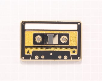 Cassette Tape 1980! Enamel Pin GOLD GLITTER Cassette Tape - 1980's Throwback