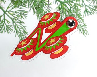 Ornamento natalizio da sala giochi con flipper - Gioco retrò per le feste, ritorno agli anni '80
