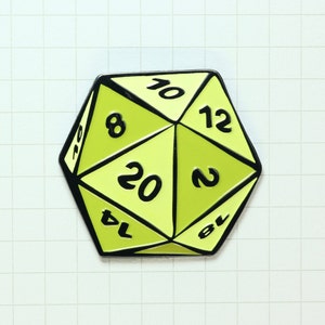D20 Pin Ochre Yellow - Enamel Pin - Twenty Sided Die - Dungeons and Dragons RPG D&D