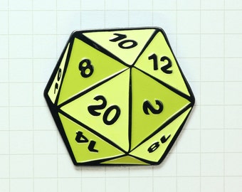 Ochre Yellow D20 Enamel Pin - Dungeons and Dragons RPG