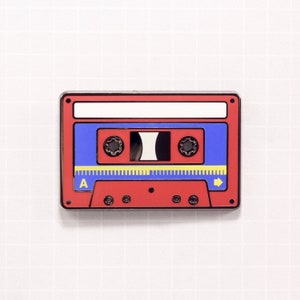 Cassette Tape 1980! Enamel Pin RED Cassette Tape - 1980&#39;s Throwback