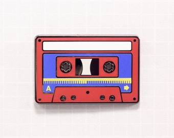 Cassette Tape 1980! Enamel Pin RED Cassette Tape - 1980's Throwback