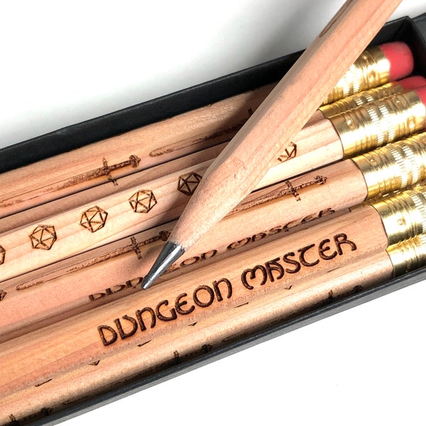 Dungeon Master Multi-Sided Etched Wood Pencil Set - D&D RPG