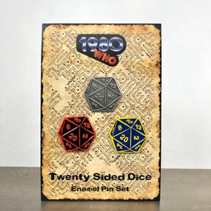 Dnd Pin Set  - 3 D20 Colors - Twenty Sided Dice - Dungeons and Dragons RPG D&D