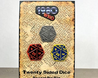 Dnd Pin Set  - 3 D20 Colors - Twenty Sided Dice - Dungeons and Dragons RPG D&D