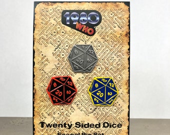 D20 Enamel Pin Set - Dungeons and Dragons Dice - 3 Colors