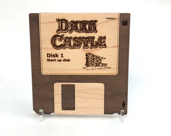 DARK CASTLE Wood Floppy Disk Replica - Retro Computer Games