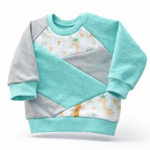 9-12 months/raglan/sweater/baby/girl/sweater/boys/long sleeve/sweatshirt/grey/turquoise/ballerina rabbits/handmade