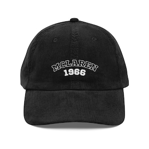 McLaren Vintage Corduroy Cap, Adjustable Strap, Retro Racing Hat, Classic Car Enthusiast Gift