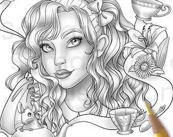 Alice Coloring Page Etsy