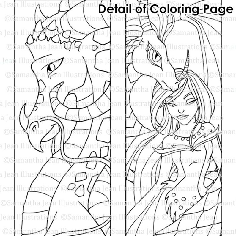 dragon coloring bookmarks to color fantasy printable etsy