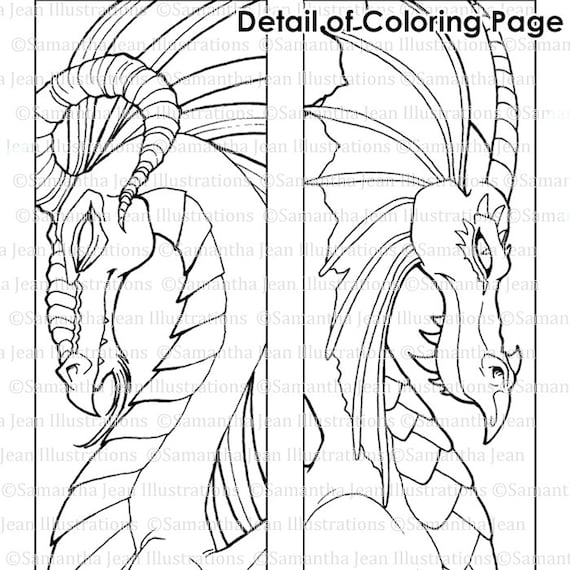dragon coloring bookmarks printable bookmarks to color adult etsy