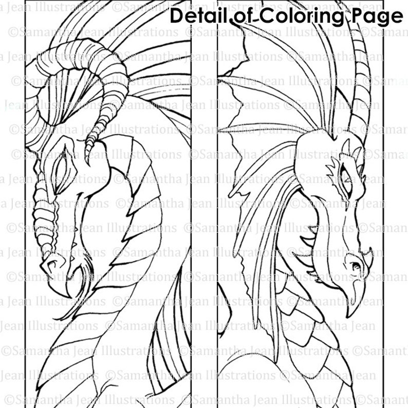 dragon coloring bookmarks set of 3 pages to color adult etsy