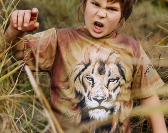 LION kids t-shirt, animal print, wild, spirit, playfull, role play, magic, unisex, cotton, girls t-shirt, boys t-shirt, top, tee
