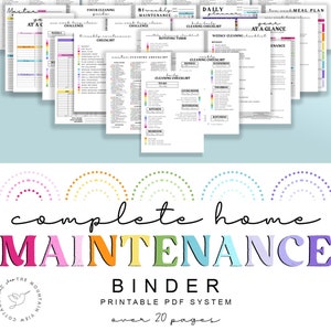 Complete Printable Housekeeping Set| Home Management, Household Binder|Cleaning Schedule & Checklist|Menu, To Do List, Agenda|Printable PDF|