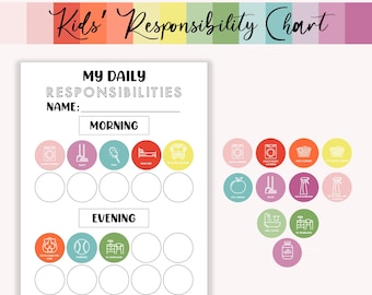Gepersonaliseerde takenlijst voor kinderen: afdrukbare gezinsverantwoordelijkheid (digitale download)