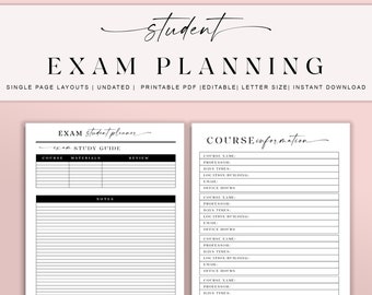 STUDENT Exam Study Planner|study planner printable|academic planner| college planner| A4 letter size| study organizer| pdf |School planner