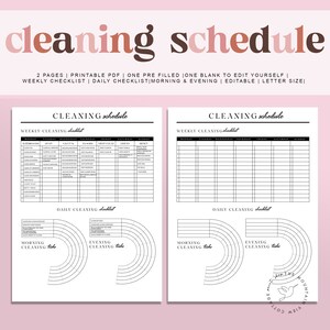Daily Weekly Cleaning Schedule Printable Weekly Cleaning Checklist ...