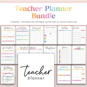 Printable Teacher Planner Rainbow Theme, Ultimate Teacher Binder, Back to School Resources, Rainbow Classroom Planner, New Teacher Gift