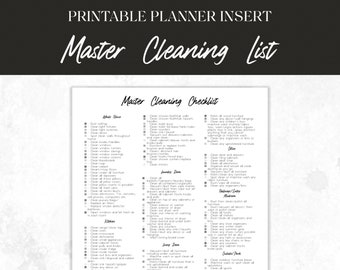 Master Cleaning Checklist A5 and Letter Size- Cleaning Checklist Printable, Home Cleaning Schedule, Weekly Cleaning, Cleaning Planner