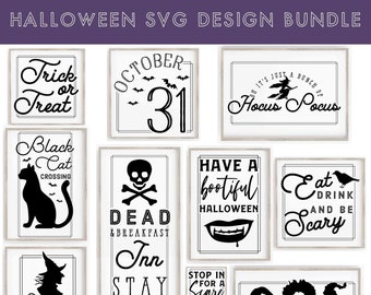 Halloween SVG Bundle, Witch and Pumpkin Designs (11 Digital Files)