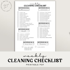 Cleaning Checklist Cards Rotating System Cleaning (Instant Download) - Etsy