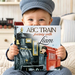 Personalized ABC Train Book for Boys, Birthday Train Gift, Educational Toddler Book, Grandma Gift, Custom Name Children's Story, Train Lover