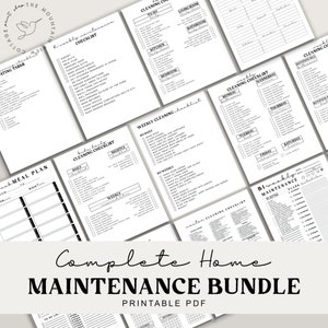 Complete Printable Housekeeping Set| Home Management, Household Binder|CleaningChecklist|Menu, To Do List, Agenda|Printable PDF|Black White