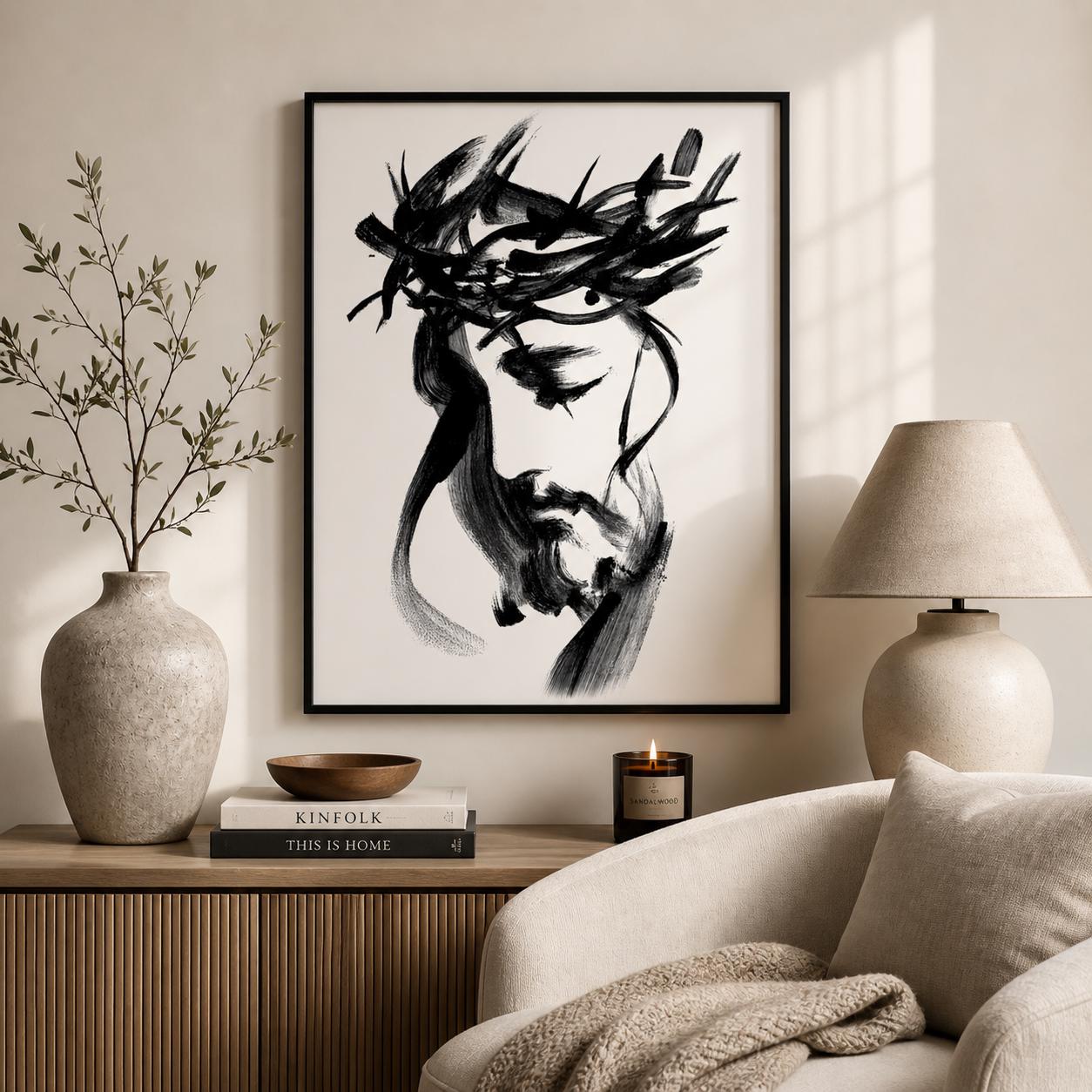 Jesus Crown of Thorns Wall Art Printable, Christian Wall Art ...
