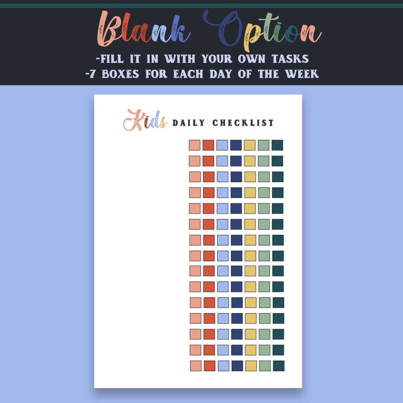 Kids Daily Responsibilities Chart Printable Daily Routine - Etsy