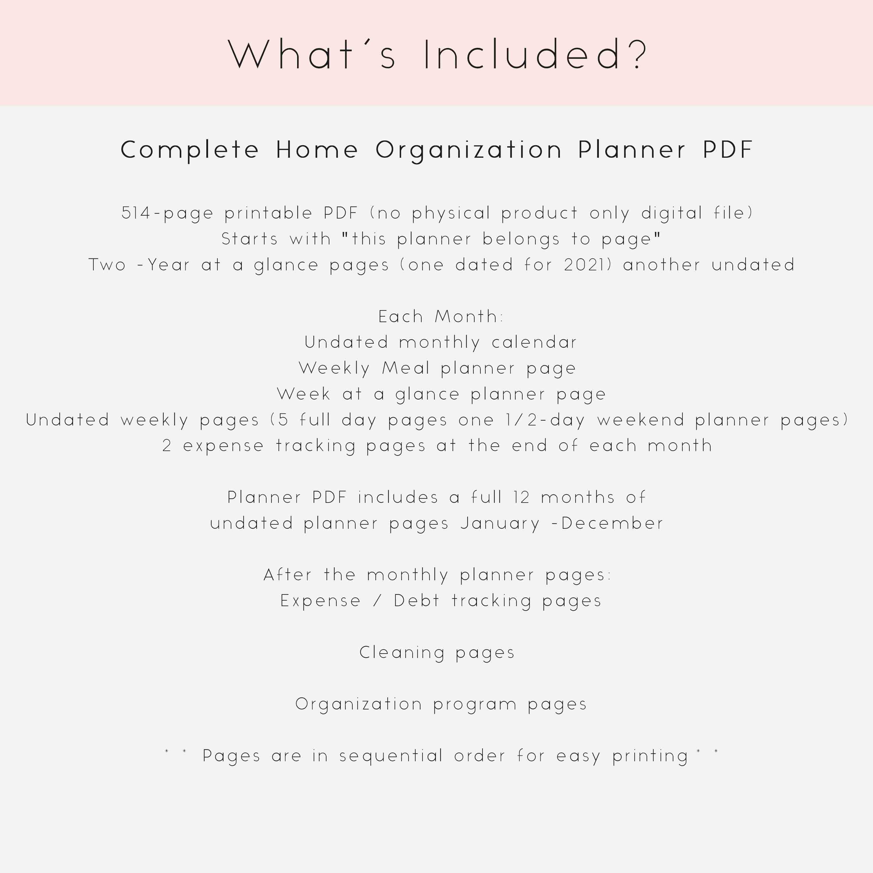 PDF Complete Home Organization Planner Digital- Printable Planner-2021 ...