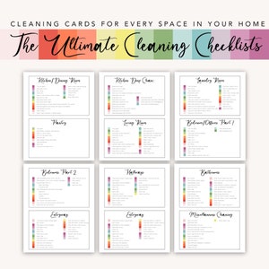 Ultimate Cleaning Checklist Cards- Cleaning Checklist Printable, Home Cleaning Schedule, Weekly Cleaning, Cleaning Planner, Monthly Cleaning