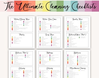 Home Cleaning Checklist Cards – Printable Weekly Cleaning Planner (PDF)