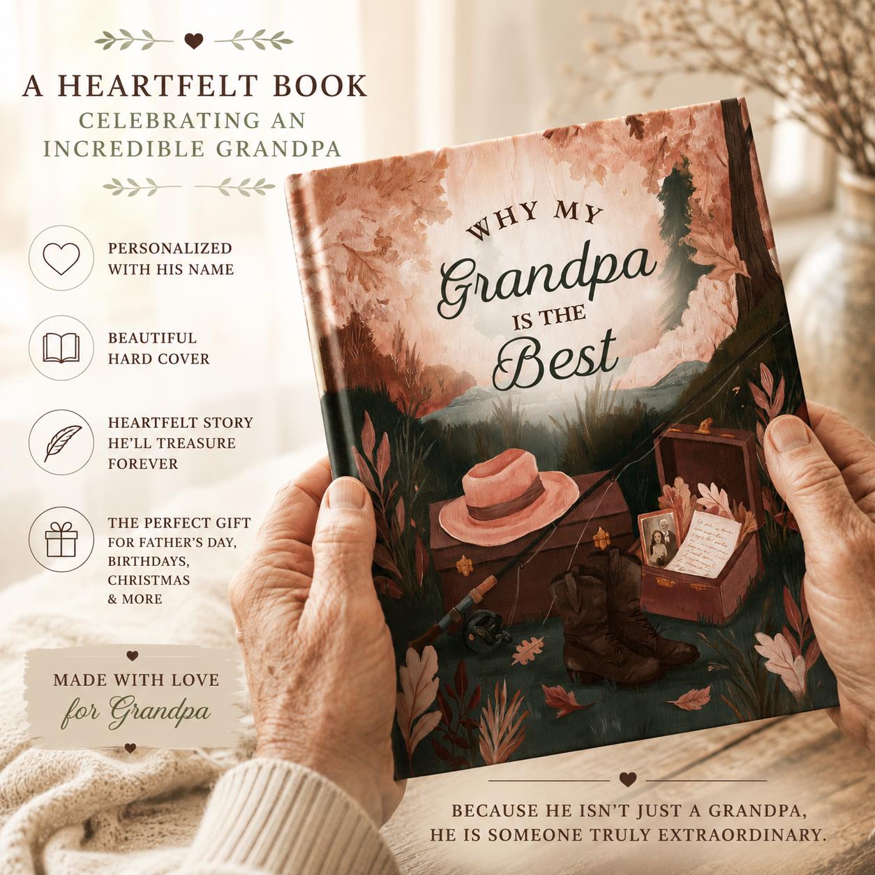 Personalized 'Why I Love' Grandpa Book - Super Grandpa - Custom Father's Day, Birthday Gift for Grandpa