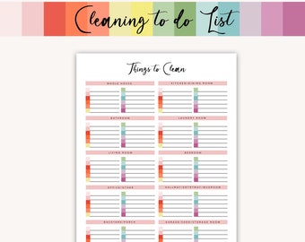 Cleaning To do List- Cleaning Checklist Printable, Home Cleaning Schedule, Weekly Cleaning, Cleaning Planner, Monthly Cleaning List,