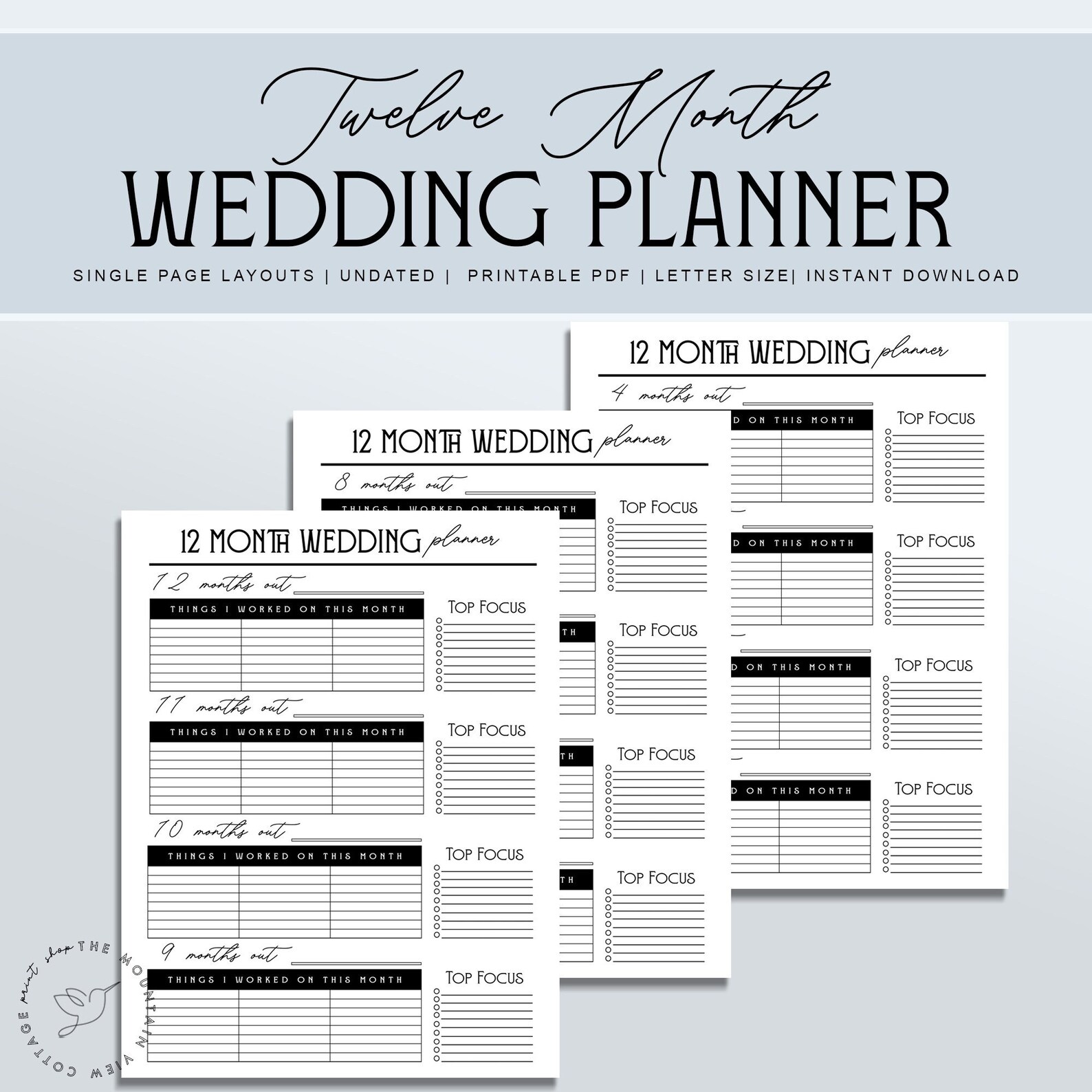 12 Month Wedding Planner Printable Wedding Planner - Etsy