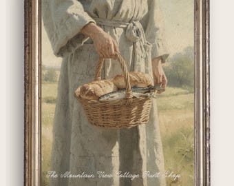 Religious Art Print: Jesus with Loaves and Fishes (Digital Download)