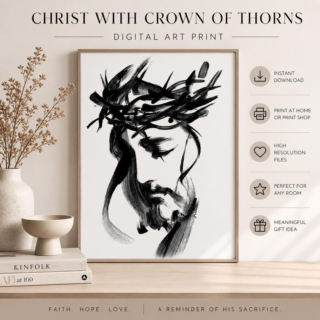 Jesus Crown of Thorns Wall Art Printable, Christian Wall Art ...