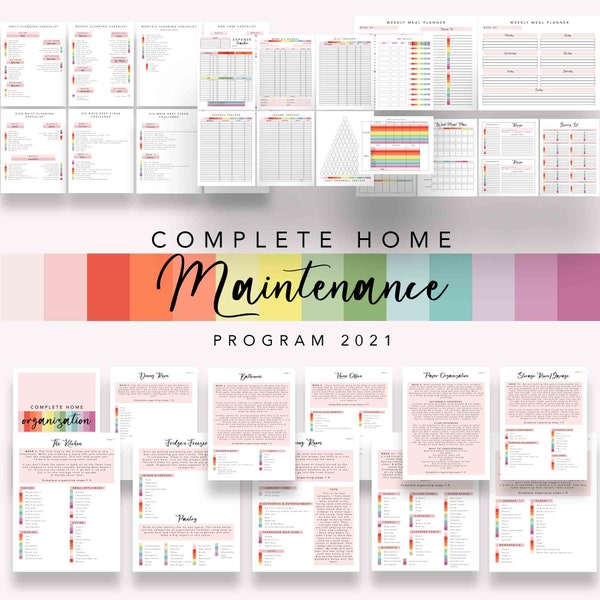 Complete Printable Housekeeping Set- Home Management, Household Binder -Cleaning Schedule & Checklist, Menu, To Do List, Agenda-Organization