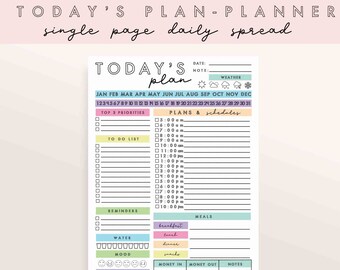 Tägliche Planer Seite, tägliche Planer druckbare Vorlage, Planer 2020, druckbare datiert Etagesplaner, A4, tägliche Verbreitung Planer - Regenbogen-Planer