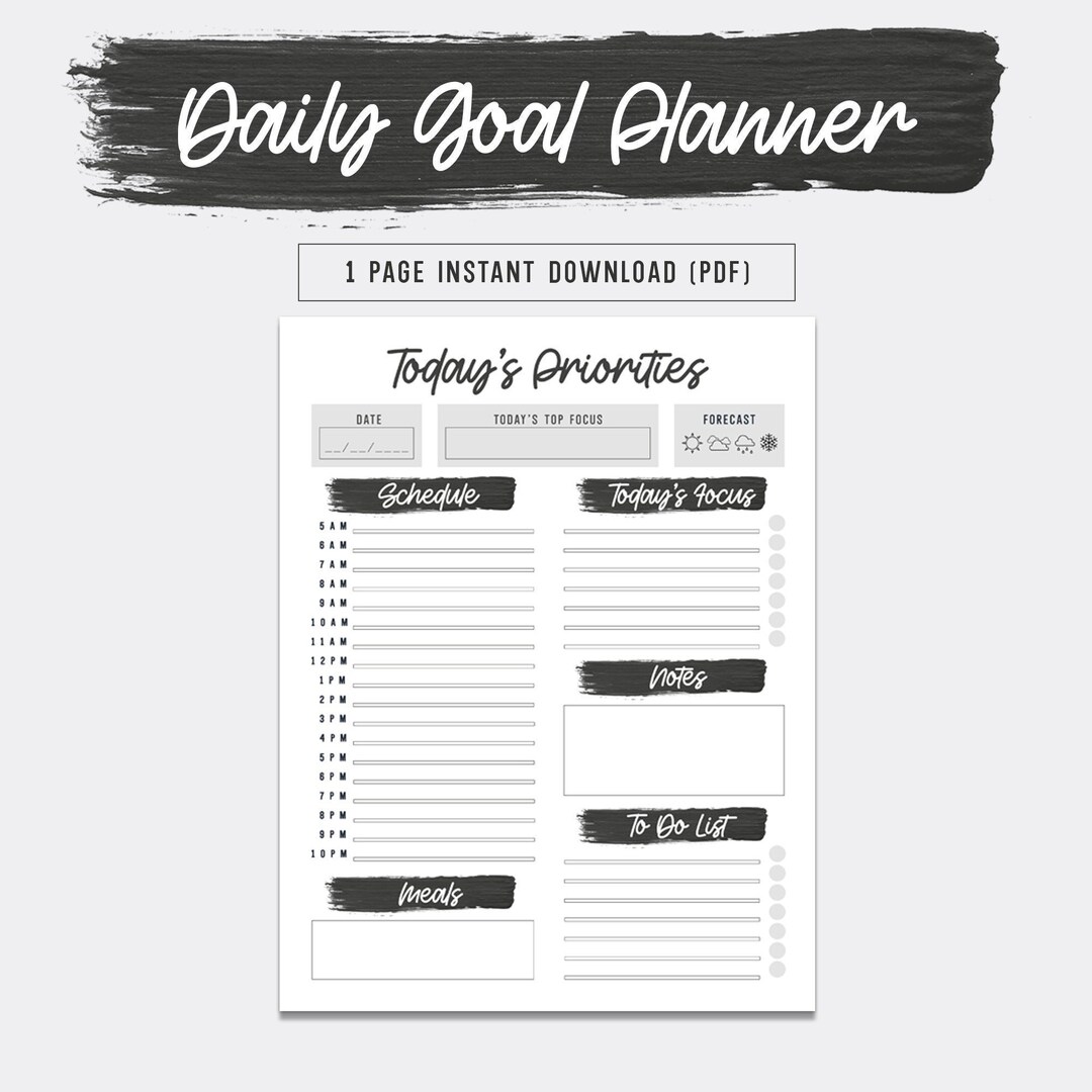 Daily Goal Planner Page-instant Download Goal Planner Page-top Priority ...