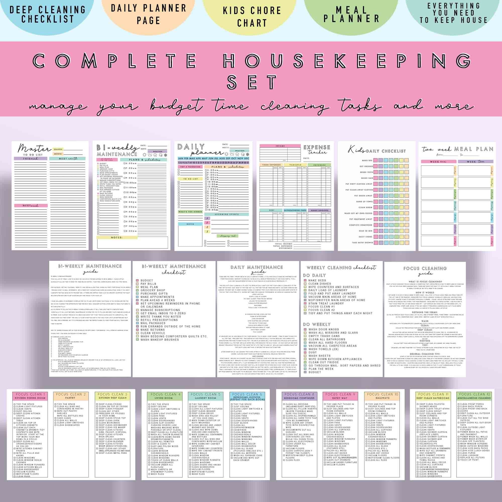 Complete Printable Housekeeping Set Home Management Etsy