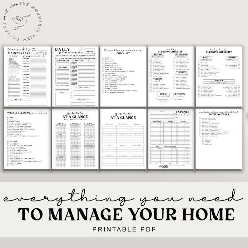 Complete Printable Housekeeping Set Home Management - Etsy