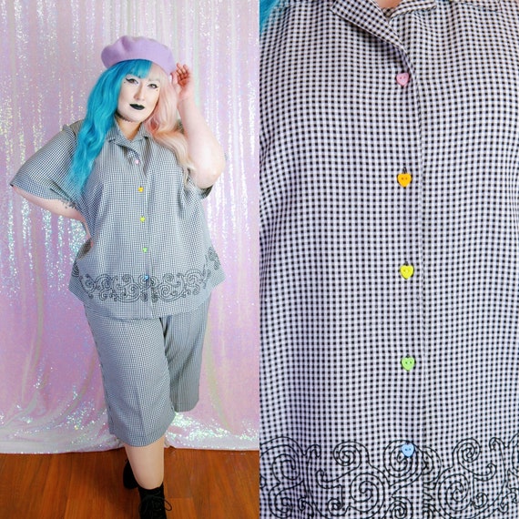 Vintage Reworked Plus Size 1990s/2000s Black & Whi