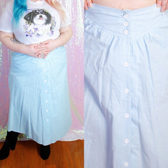 Vintage 1970s/1980s Pastel Light Blue Buttoned Wes