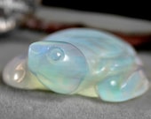 Hand Carved Opalite Good Luck Sea Turtle Gemstone Totem Fetish Animal Spirit Figurine 9265