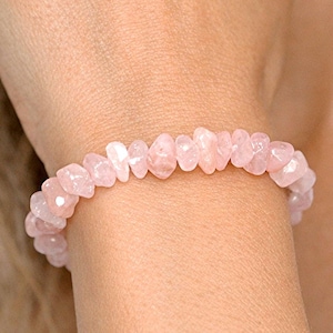 Rose Quartz Freeform Chip Bead Stretch Bracelet