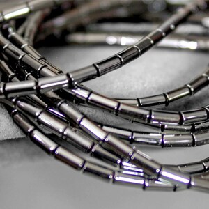 Hematite Tube Beads 4x2mm Gemstone Tube 16&quot; Strand 800