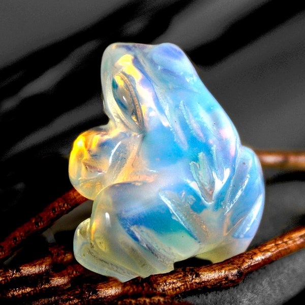 Opalite Crystal Stone Frog Figurine Spirit Animal