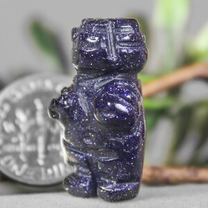 Venus of Willendorf Mother Earth Blue Goldstone Totem Figurine Fetish 8918